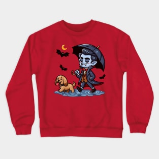 Vampire walking his cocker spaniel Crewneck Sweatshirt